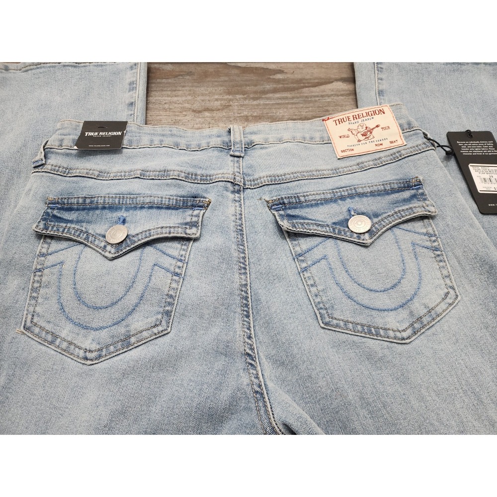 True Religion BECCA Mid Rise Flap Bootcut Jeans Woman's 29 Light Lakeside Wash - Picture 9 of 16